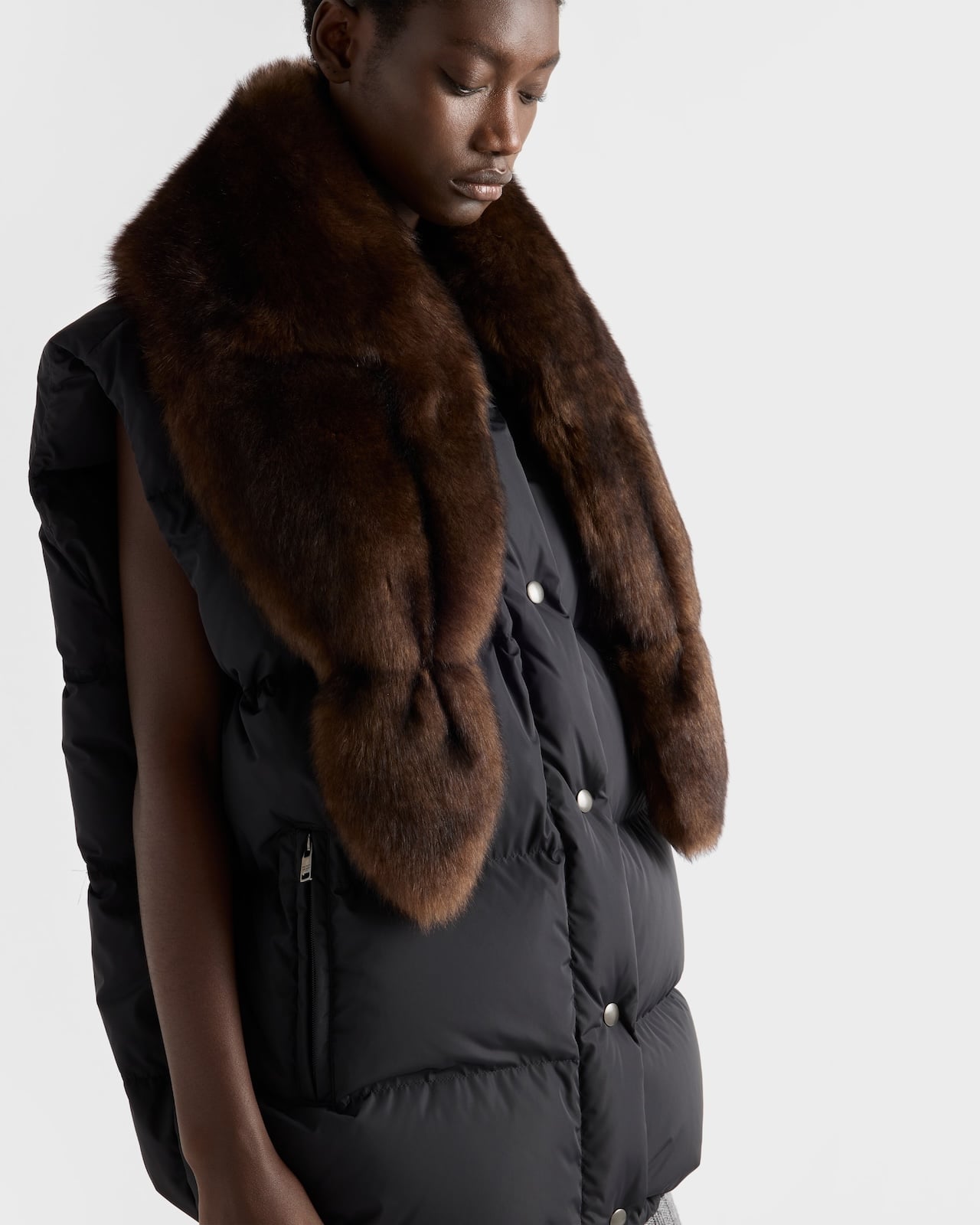 Prada Re-Nylon and shearling down vest