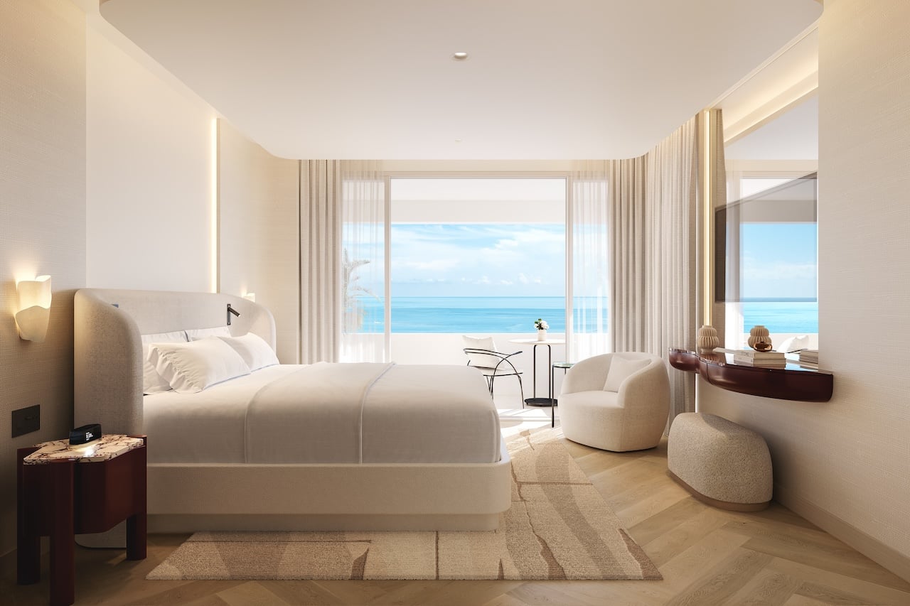 A rendering of the new rooms at the Delano Miami Beach.