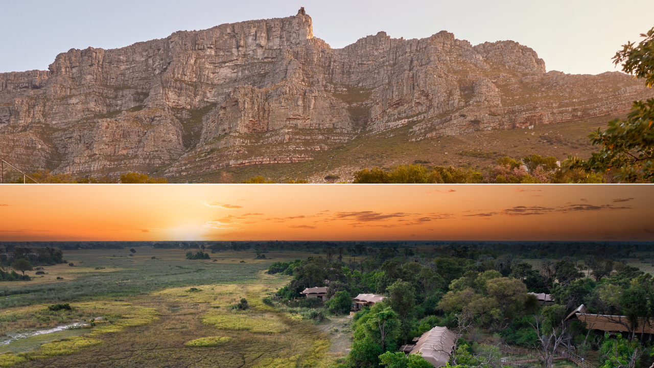 Pictured (top-bottom): Table Mountain, Cape Town; Okavango Delta. Photos courtesy of Atzaró.
