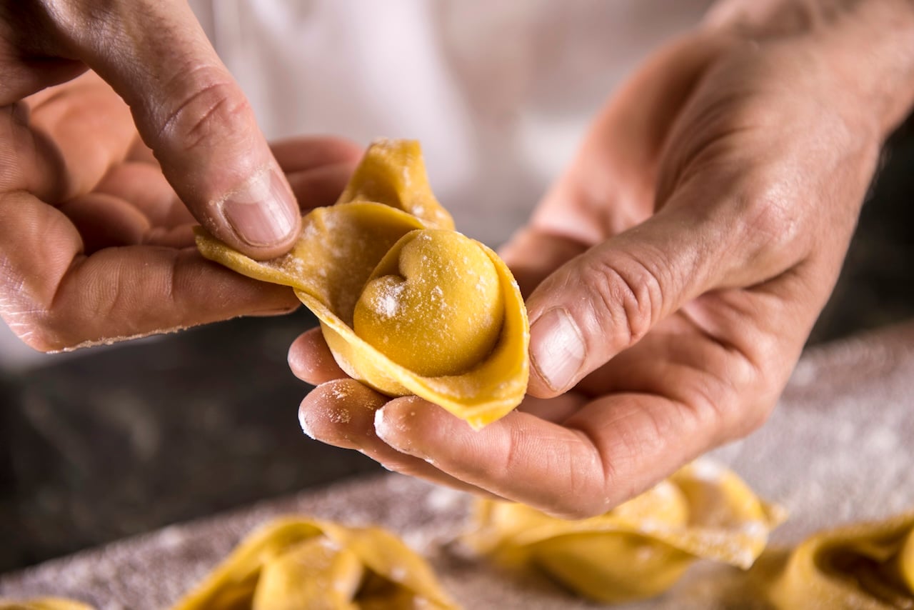 Tortellini, Italian cuisine, homemade, grated cheese (Photo via Getty Images)