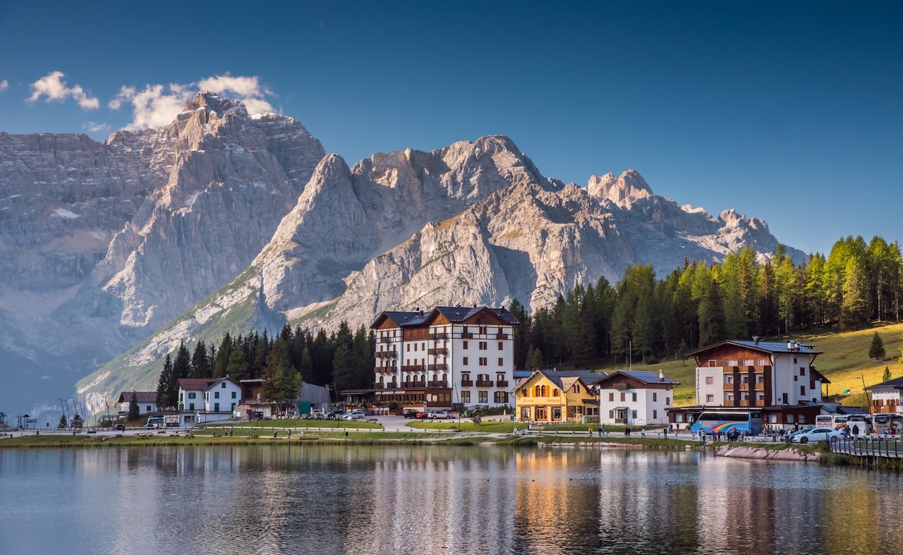 Misurina Lake in summer time, South Tyrol, Dolomites, Italy (Photo via Getty Images)
