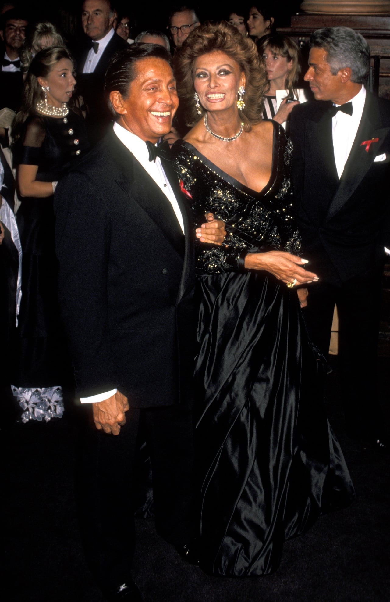 Valentino, Sophia Loren, and Giancarlo Giametti (Photo by Ron Galella/Ron Galella Collection via Getty Images)