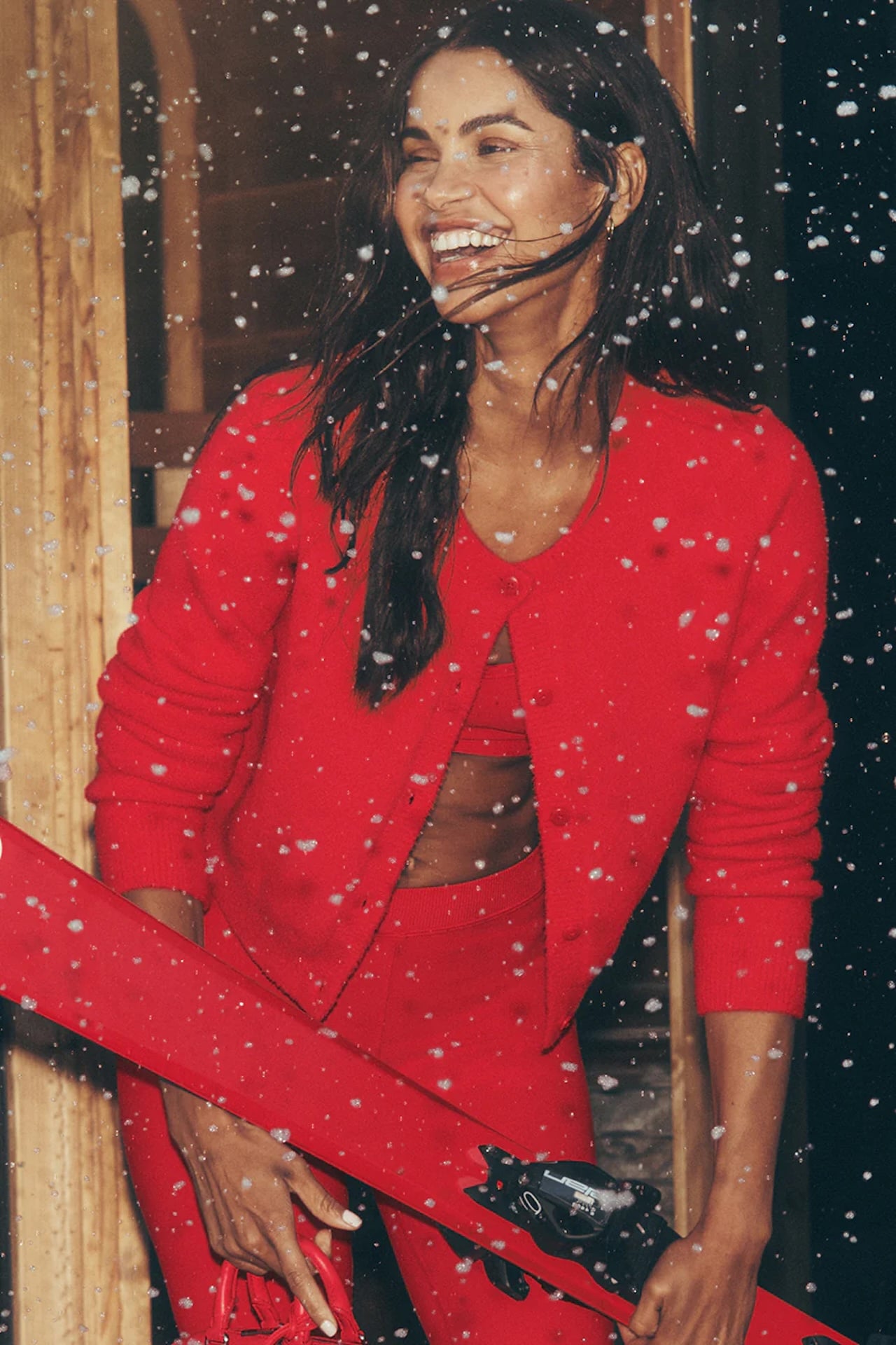 Alo Snuggle Up Cropped Cardigan & High-Waist Wide Leg Pant