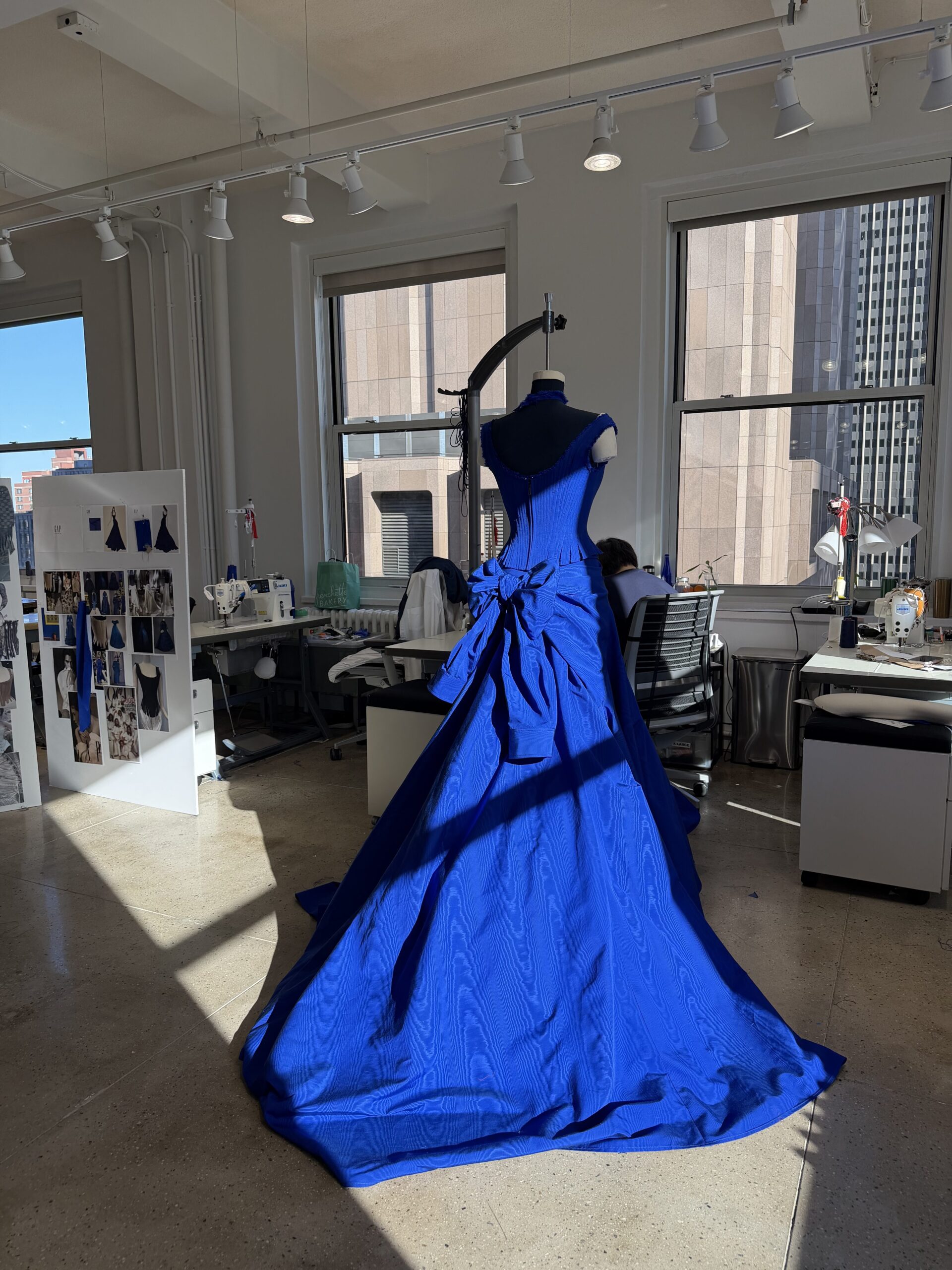 Exclusive behind-the-scenes photo of the making of Barbie Ferreira’s GapStudio dress, courtesy of Gap.