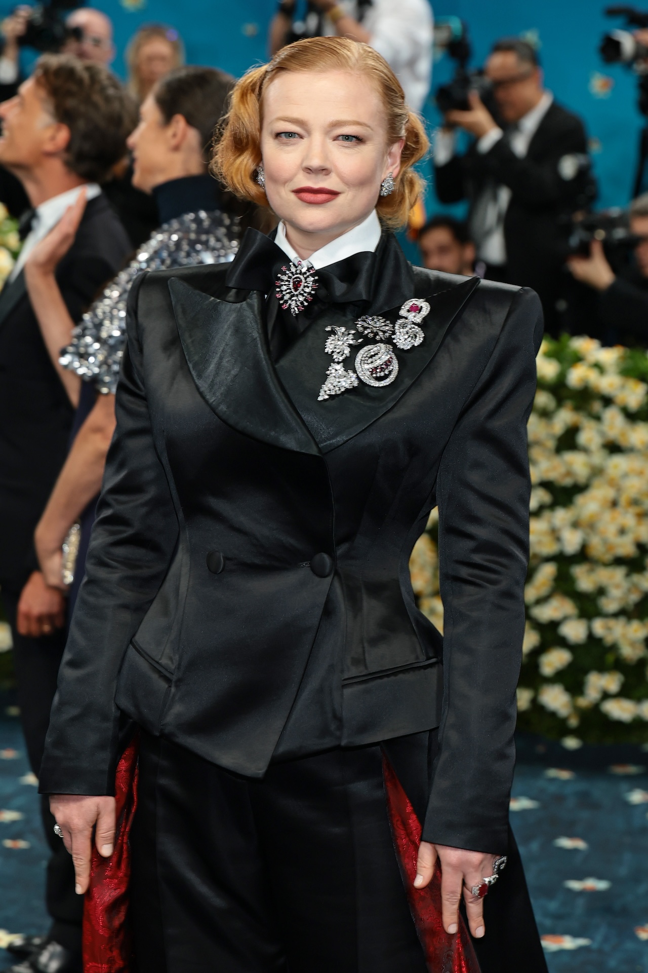 NEW YORK, NEW YORK - MAY 05: Sarah Snook attends the 2025 Met Gala Celebrating "Superfine: Tailoring Black Style" at Metropolitan Museum of Art on May 05, 2025 in New York City. (Photo by Dimitrios Kambouris/Getty Images for The Met Museum/Vogue)