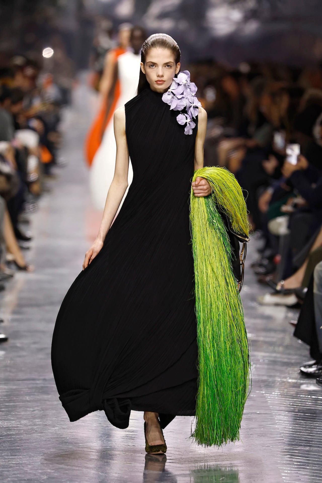 PARIS, FRANCE - JANUARY 26: (EDITORIAL USE ONLY - For Non-Editorial use please seek approval from Fashion House) A model walks the runway during the Christian Dior Haute Couture Week Spring/Summer 2026 show as part of Paris Fashion Week on January 26, 2026 in Paris, France. (Photo by Estrop/Getty Images)