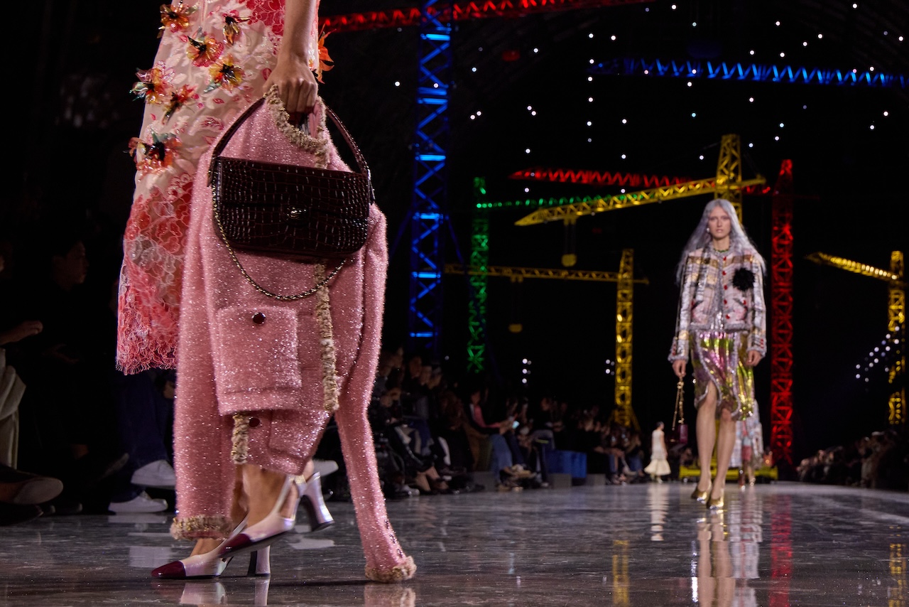 PARIS, FRANCE - MARCH 09: (EDITORIAL USE ONLY - For Non-Editorial use please seek approval from Fashion House) A model, shoe and bag details, walks the runway during the Chanel Womenswear Fall/Winter 2026-2027 show as part of Paris Fashion Week on March 09, 2026 in Paris, France. (Photo by Peter White/Getty Images)