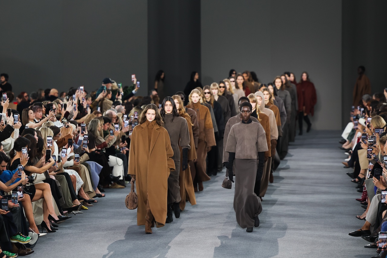 MILAN, ITALY - FEBRUARY 26: Models walk the runway during the finale of the Max Mara fashion show during the Milan Fashion Week - Womenswear Fall/Winter 2026/2027 on February 26, 2026 in Milan, Italy. (Photo by Victor Boyko/WireImage)