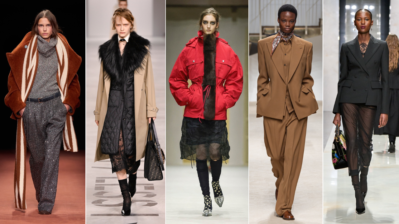 Milan Fashion Week FW26 Trends. Photo Credits (L-R): Missoni, Fendi, Prada, Tod's, Dolce&Gabbana