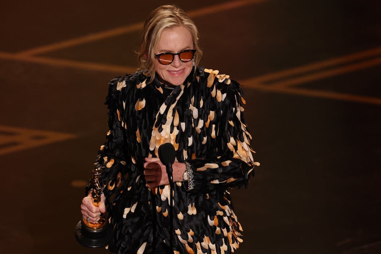 US actress Amy Madigan accepts the Oscar for Best Actress in a Supporting Role for "Weapons" onstage during the 98th Annual Academy Awards at the Dolby Theatre in Hollywood, California on March 15, 2026. (Photo by Patrick T. Fallon / AFP)