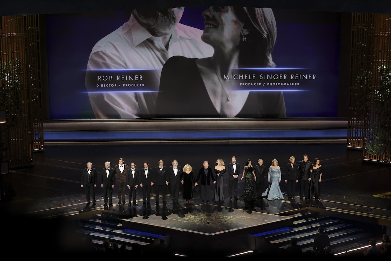 Michael McKean, Christopher Guest, Jerry O'Connell, Wil Wheaton, Fred Savage, Cary Elwes, Mandy Patinkin, Carol Kane, Billy Crystal, Meg Ryan, Kiefer Sutherland, Demi Moore, Kevin Pollak, Kathy Bates, Annette Bening and John Cusack and Daphne Zuniga at the 98th Annual Oscars held at Dolby Theatre on March 15, 2026 in Hollywood, California. (Photo by Rich Polk/Penske Media via Getty Images)