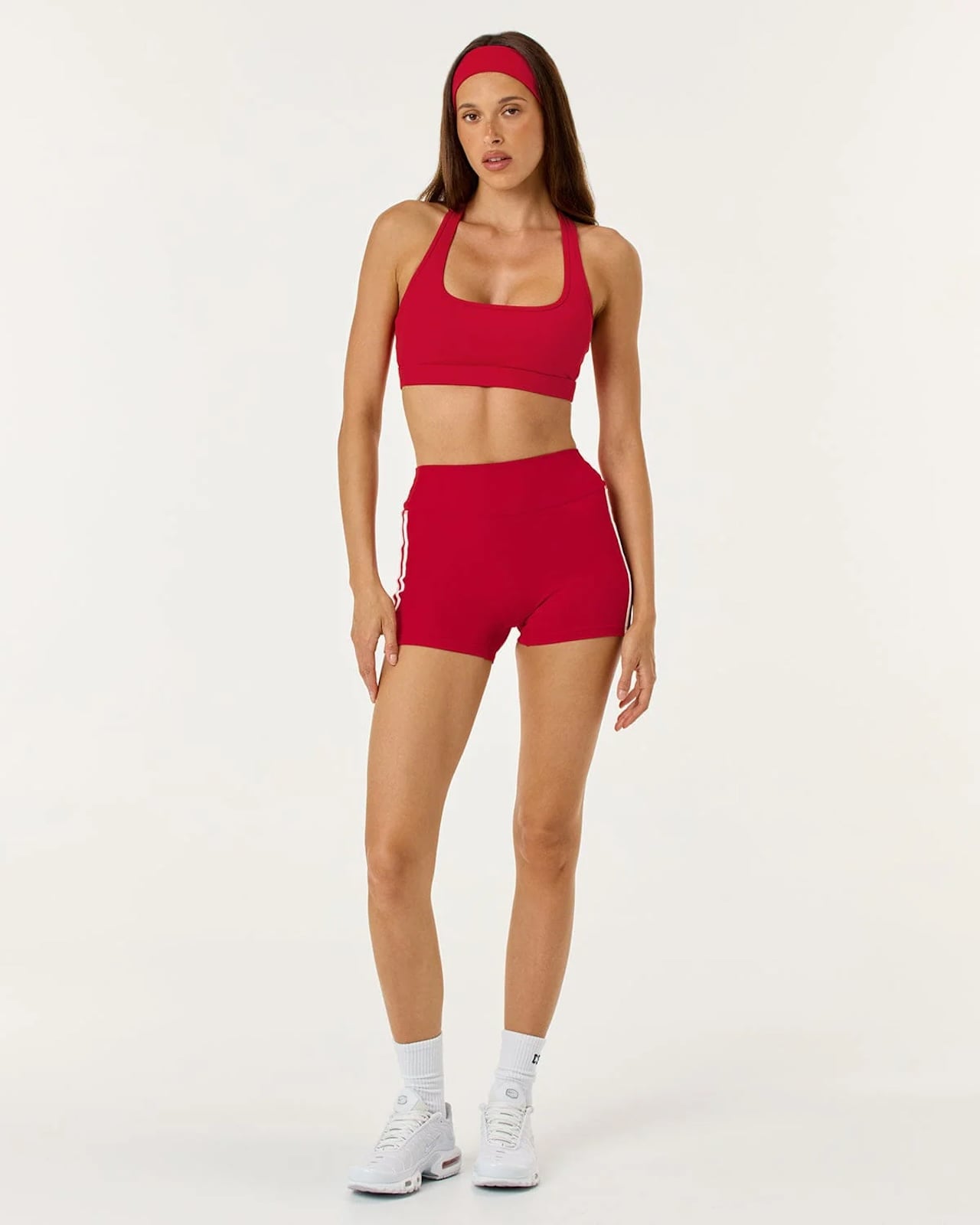 CSB Form Racerback Crop; Form Invisible Scrunch Stripe Shorts 3"