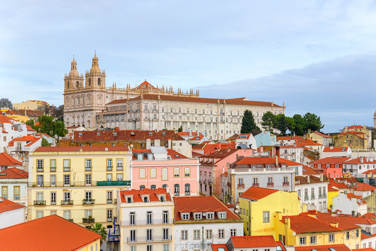 LISBON, PORTUGAL - 2023/01/08: Cityscape and skyline of the Alfama district that is a famous place and toruist attraction. (Photo by Roberto Machado Noa/LightRocket via Getty Images)