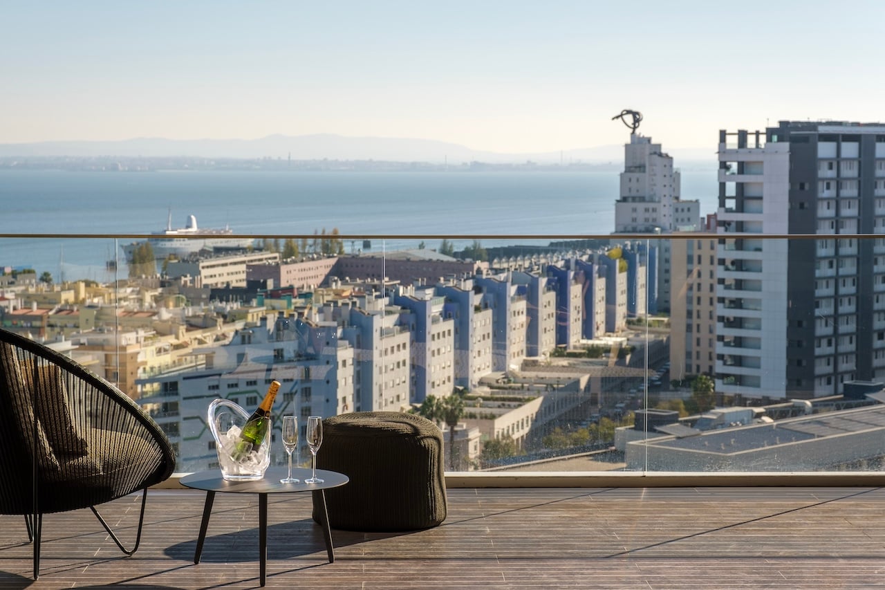 Martinhal Lisbon Oriente balcony view of Lisbon