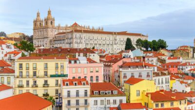 LISBON, PORTUGAL - 2023/01/08: Cityscape and skyline of the Alfama district that is a famous place and toruist attraction. (Photo by Roberto Machado Noa/LightRocket via Getty Images)