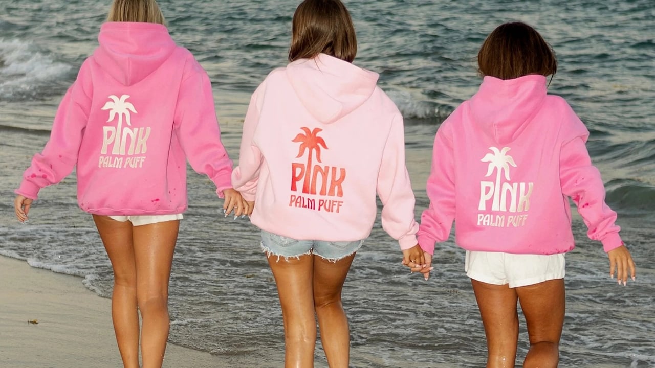 Pink Palm Puff Hoodie