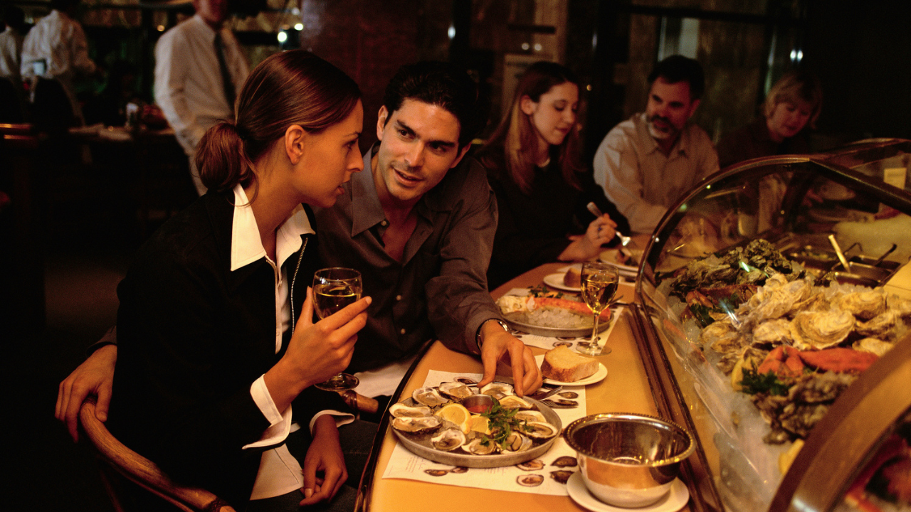 Couple with oysters