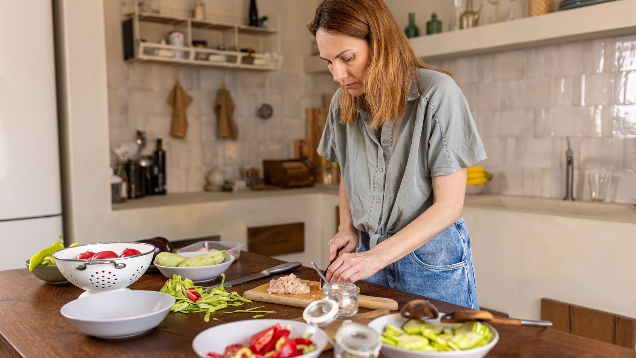 Woman cooking healthy food