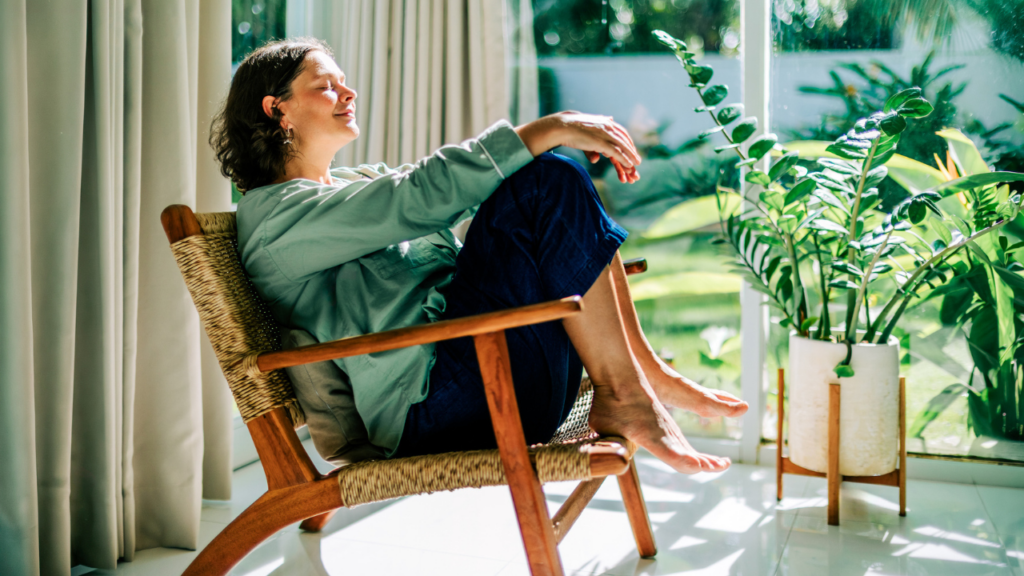 Woman relaxing in a chair