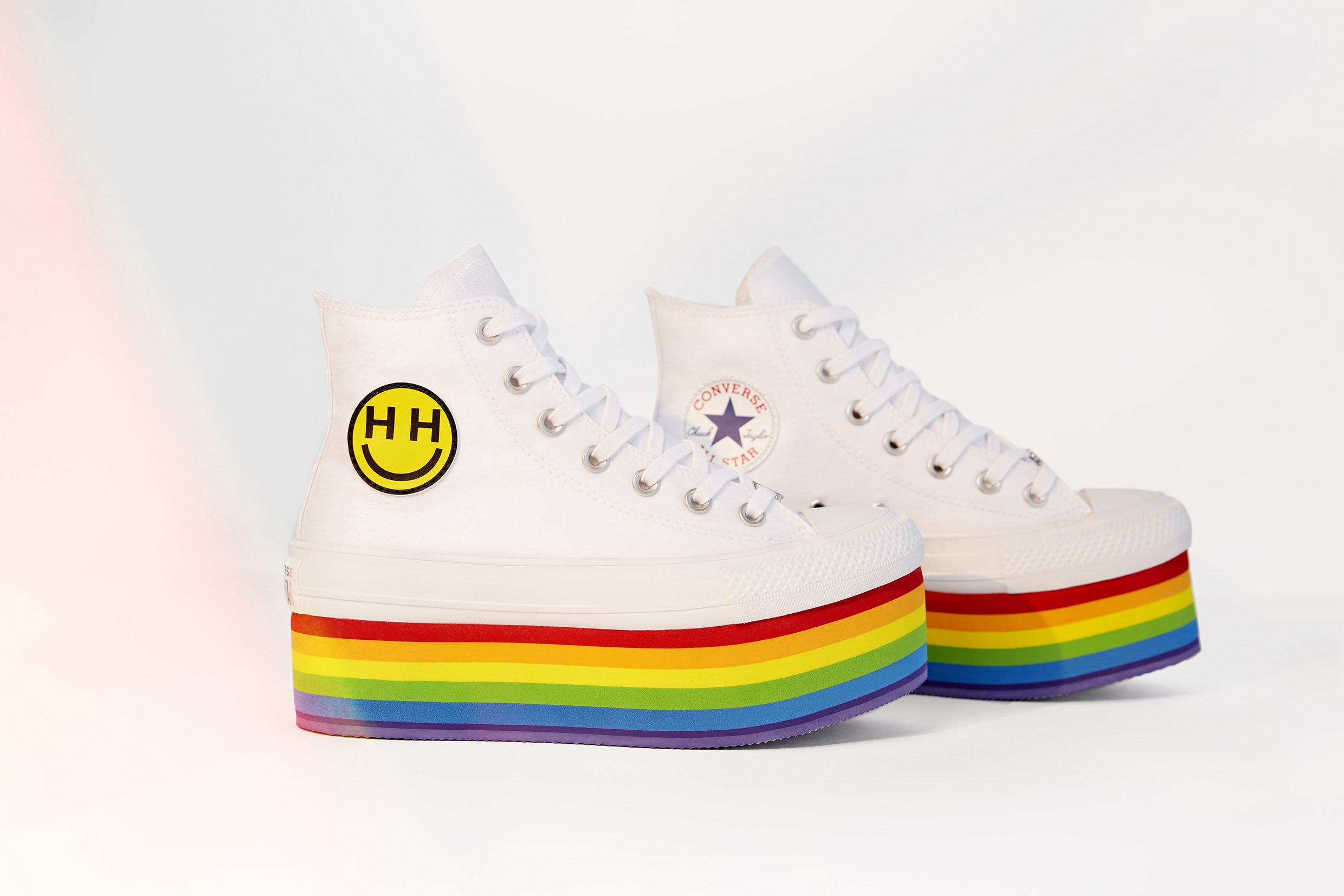 converse rainbow platform shoes