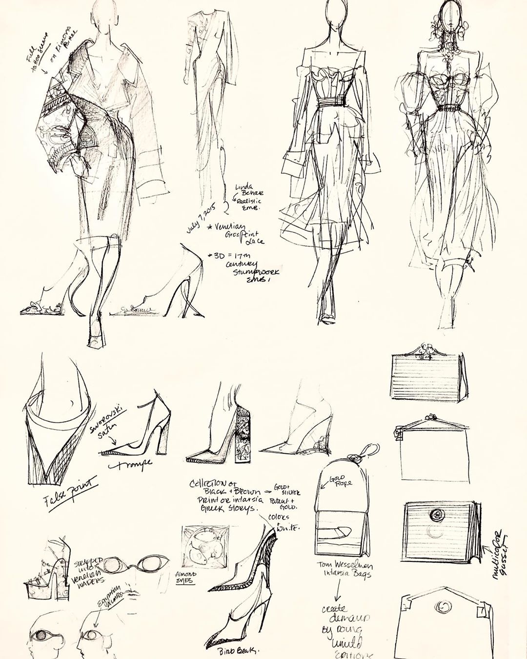 Sketches by Daniel Roseberry for Schiaparelli