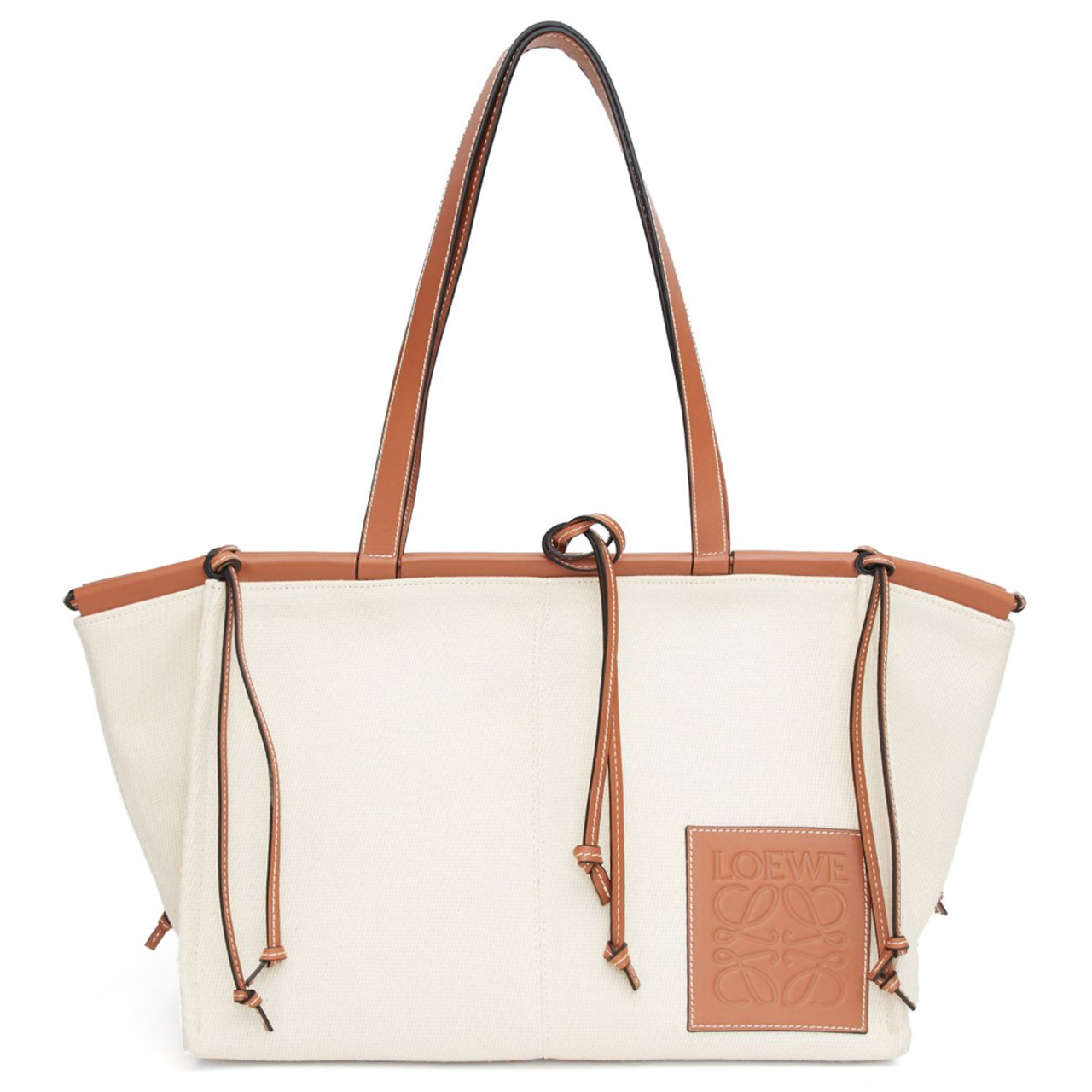 Loewe Cushion Small Canvas Tote Bag in Natural