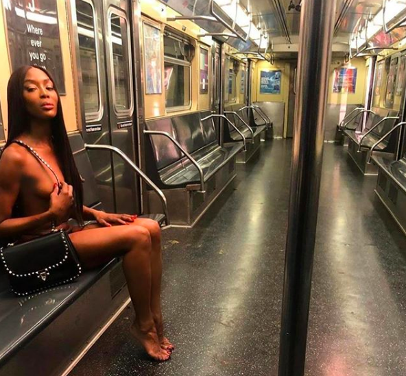Naomi Campbell naked subway