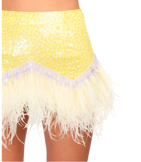 The Attico sequinned mini skirt with ostrich feathers