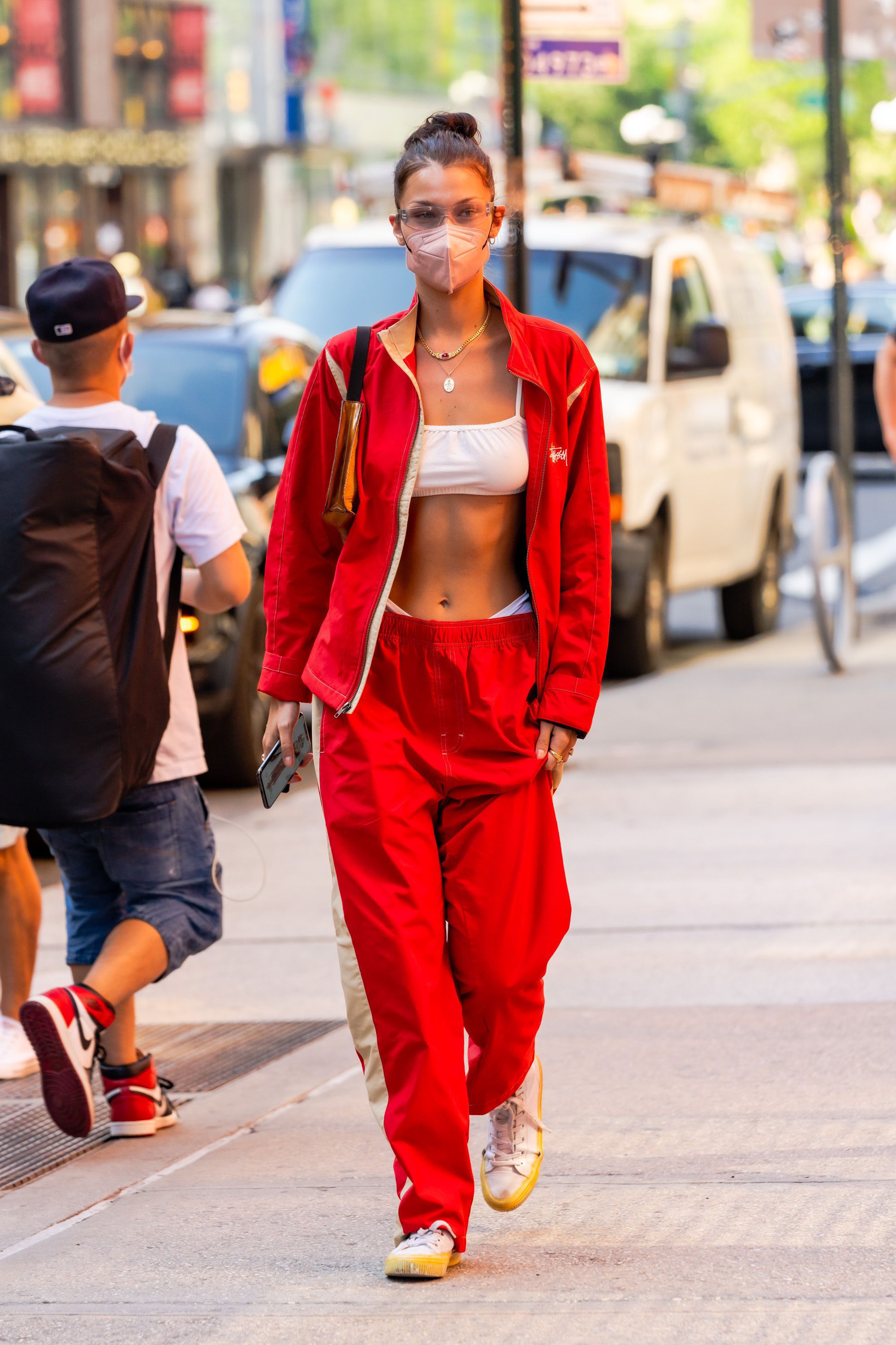 Bella Hadid Shows Off Her Abs Bra And Briefs In A 90s Era Stüssy Tracksuit 
