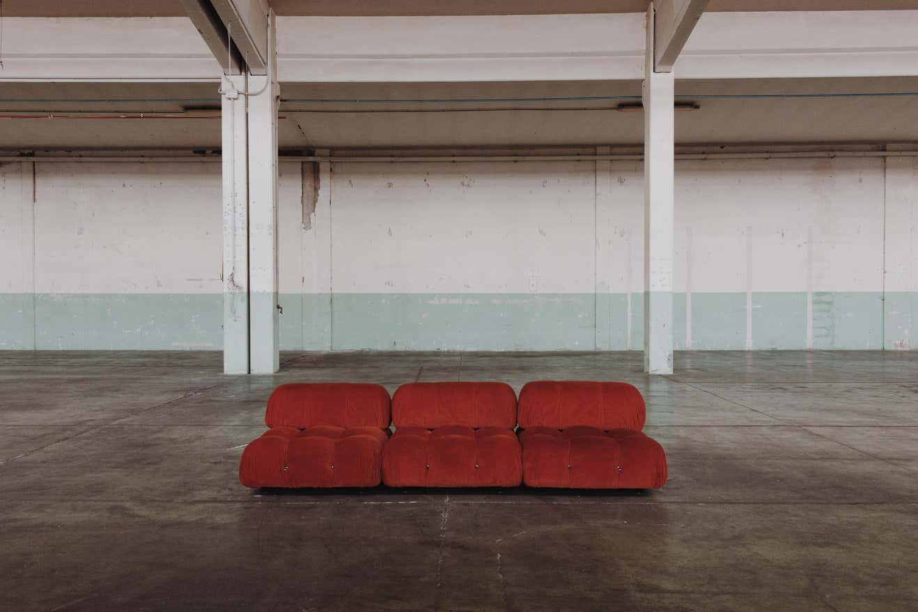 Camaleonda Modular Sofa in Orange Velvet 