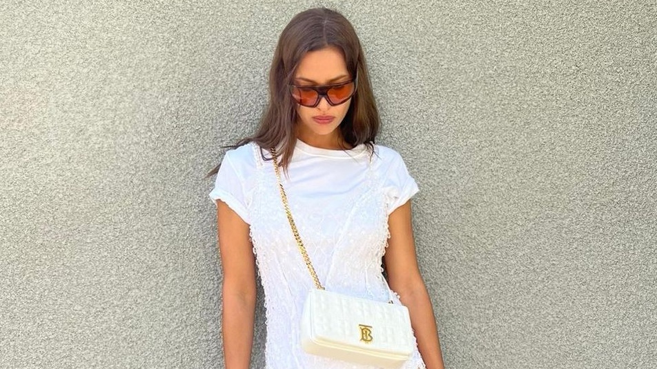 Irina Shayk Won Coachella Style In A White T-Shirt And Crystal Slip Dress