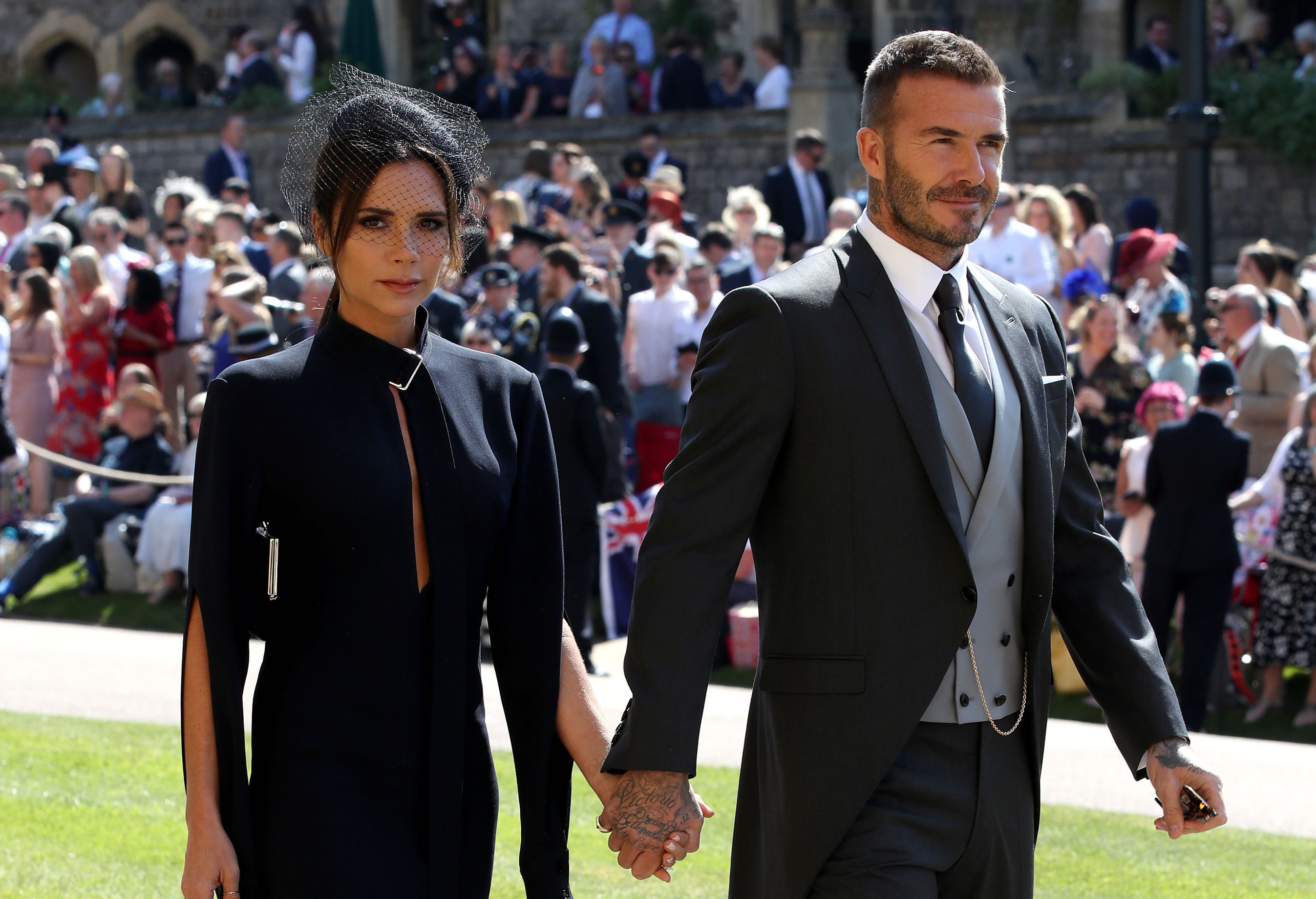 Victoria Beckham Wore A Metallic Slip Dress To Watch Her Eldest Son Marry