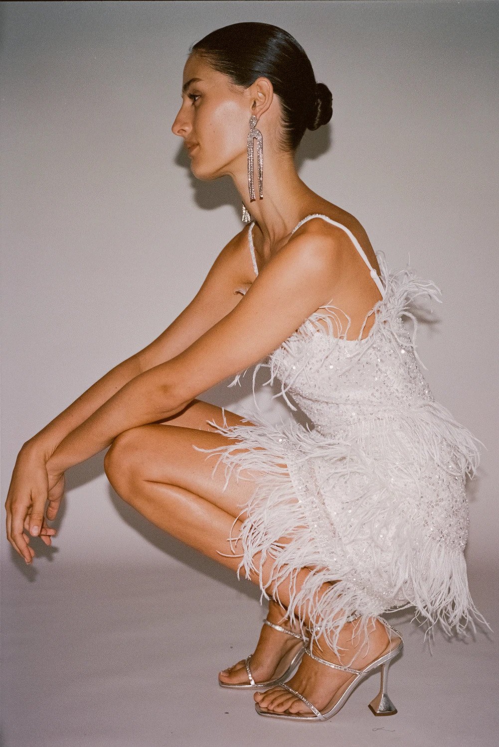 Rachel Gilbert Petra feather-trim cape - White