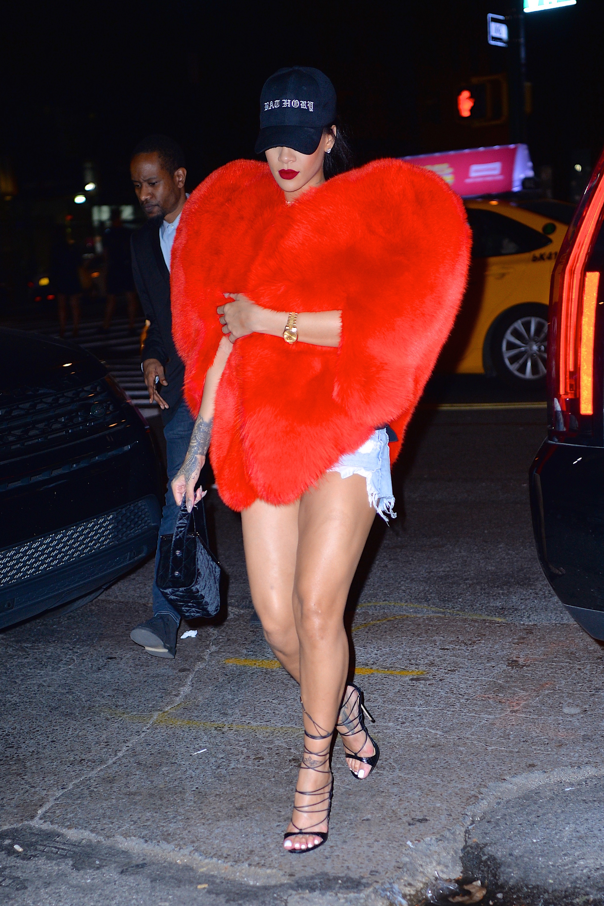 rihanna valentine's day coat red heart