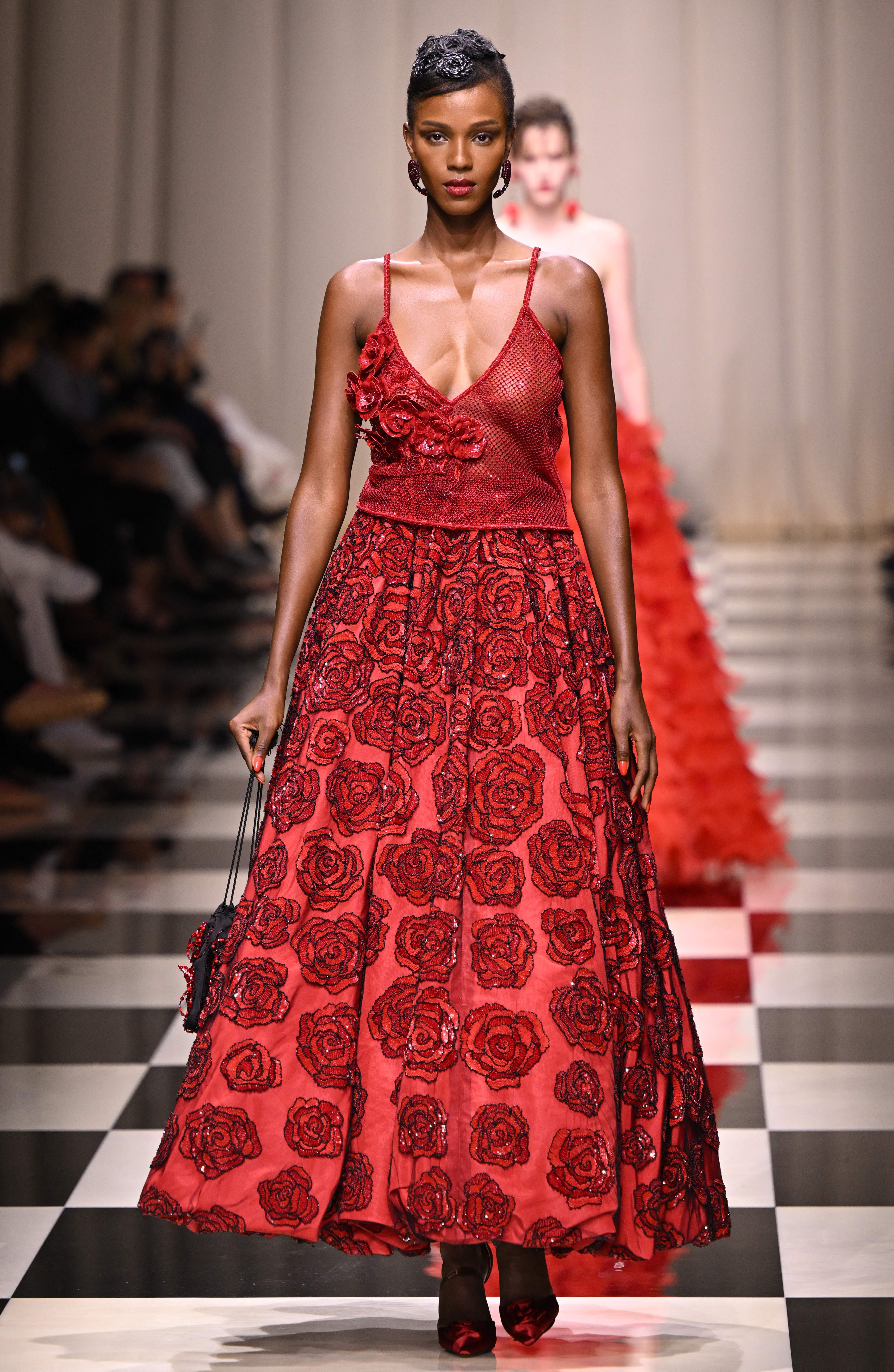 Giorgio Armani Privé Reinterprets The Rose For Couture FW23