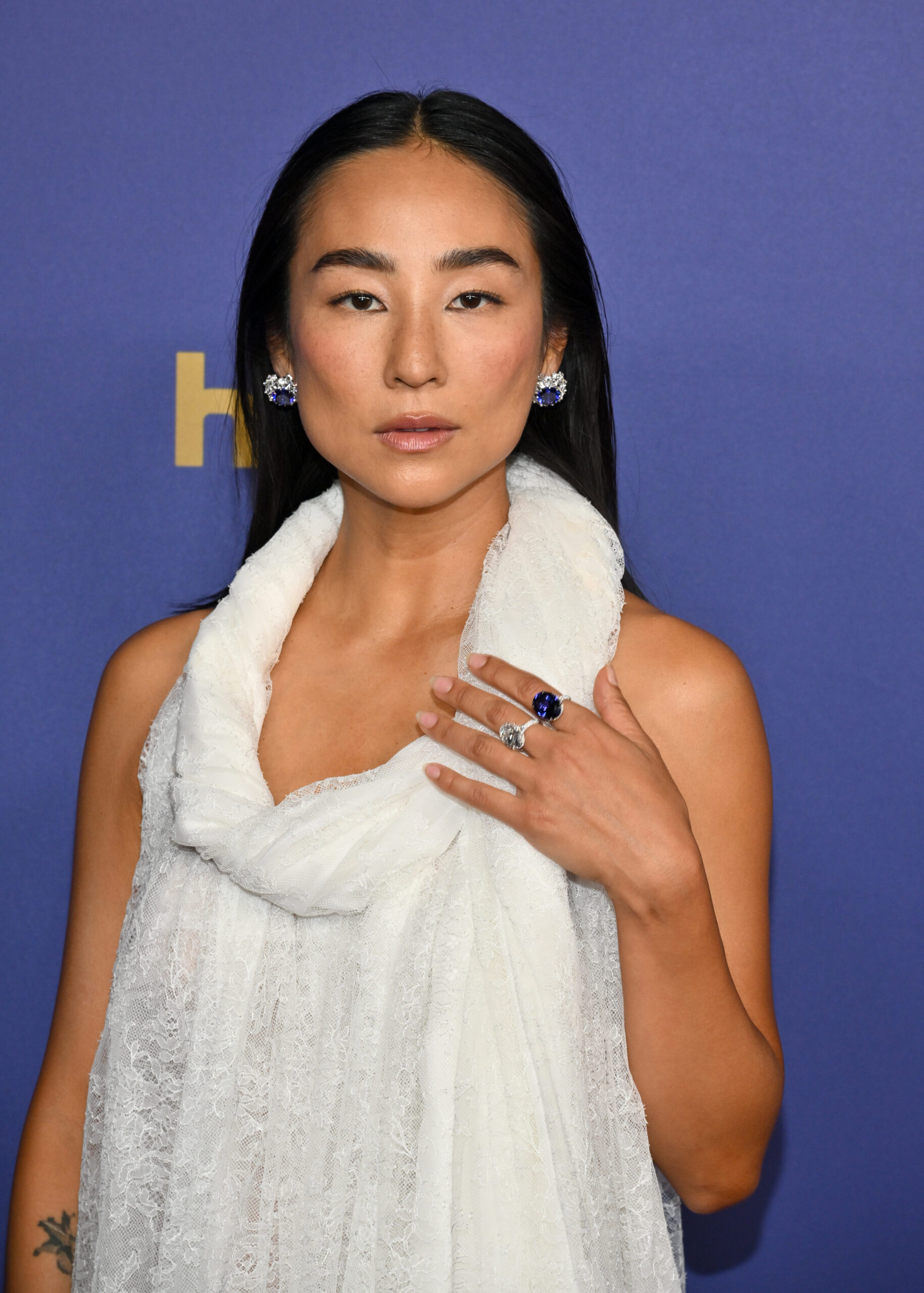 Heaven Sent: Greta Lee Mixes Loewe With Sapphires At Emmys